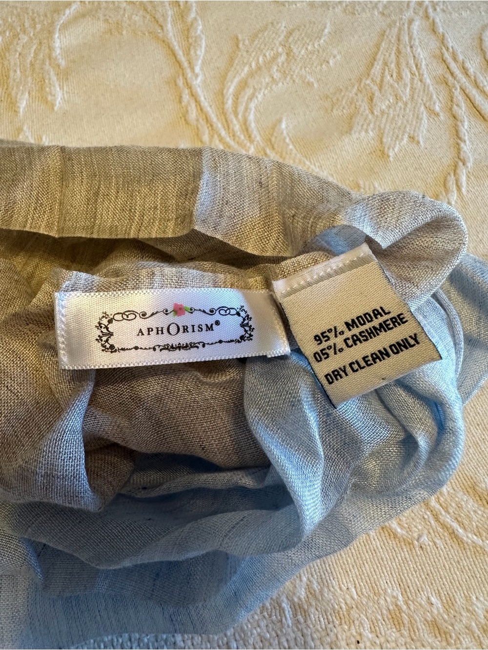 Aphorism Soft Light Grey Modal-Cashmere Scarf